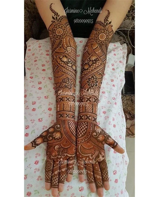 Creative Blend And Butterfly Featuring Stylish Full Hand Mehndi Design